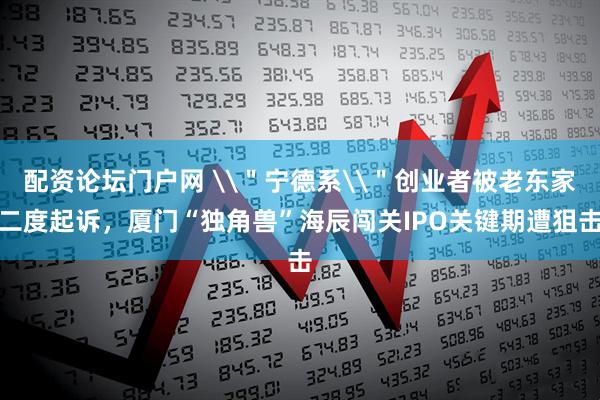 配资论坛门户网 \＂宁德系\＂创业者被老东家二度起诉，厦门“独角兽”海辰闯关IPO关键期遭狙击